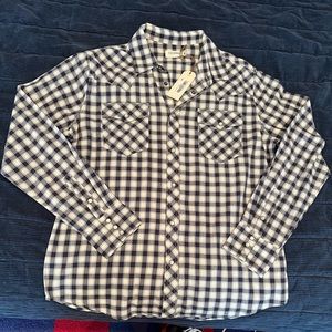 Tecovas Navy and White Plaid Button-Down Shirt